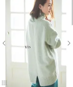 vis 【星玲奈さんコラボ】【選べる着丈】バックスリットニット