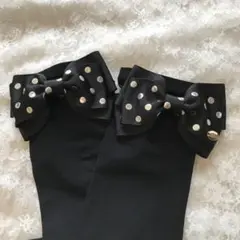 UVアームカバー UV手袋 シルバードット柄リボン付き