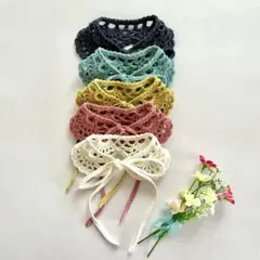 全5色　手編み　ペットケープ　つけ襟　ピンク1枚　ハンドメイド