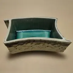 陶器 花器 扇型 グリーン