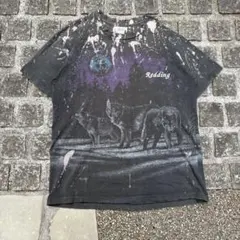 90s USA製 アニマルT オオカミ ボロ ブリーチ XL