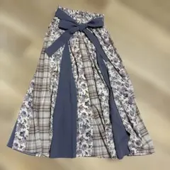 axes femme フラワープリント フレアロングスカート