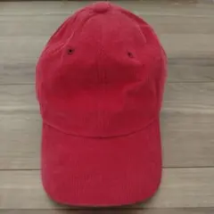 赤 コーデュロイ キャップ
