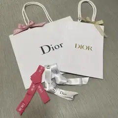 Dior ホワイト紙袋 大小2点　リボン3本セット