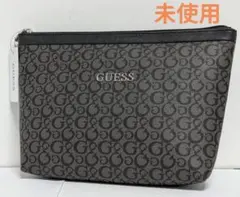 GUESS グレー ロゴプリント クラッチバッグ　ポーチ　総柄　未使用