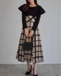 tocco closet ビックカラーバックレースアップドッキングワンピース