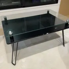 【引取もしくは着払】ローテーブル ガラステーブル ブラック 折りたたみ
