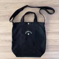 【CONVERSE】 ブラック ショルダー付きトートバッグ
