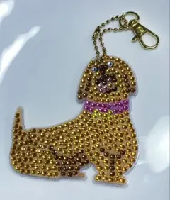 ダックスフント チャーム キーホルダー ラインストーン ハンドメイド 犬 装飾