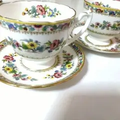 COALPORT Ming Rose ボーンチャイナ花柄カップ ソーサー2客