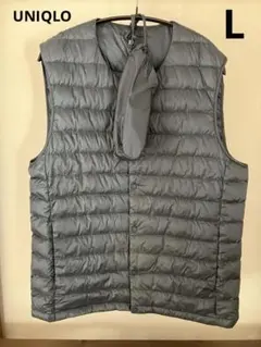 ユニクロ ウルトラライトダウンコンパクトVネックベスト L ネイビー
