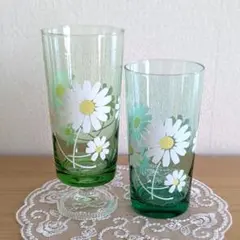 アデリア　脚付きグラス　グラス　「野菊」　2個セット　昭和レトロ　レトログラス
