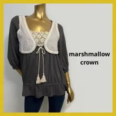 【4660】marshmallow crown 七分袖 チュニック M グレーのサムネイル