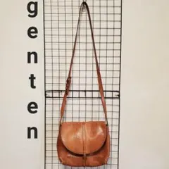 genten トスカ 本革 レザー ショルダー バッグ キャメル 茶