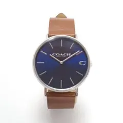 美品☆COACH　コーチ　腕時計　CA.124.2 革ベルト　文字盤ブルー