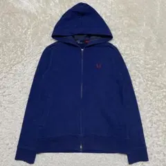 FRED PERRY 水玉模様 ジップアップ パーカー ブルー Sサイズ