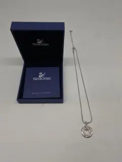 スワロフスキー ネックレス サークル ダブルリング シルバー クリスタル 箱付き