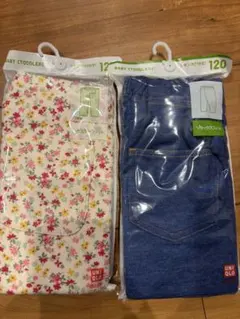 UNIQLO 花柄＆デニム レッグウェアセット 120