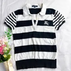 バーバリーロンドン ポロシャツ ニット 160A ボーダー ロゴ刺繍 三陽商会