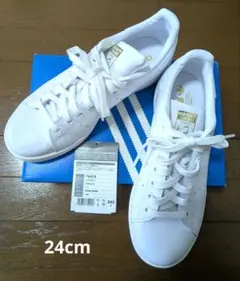 adidas　スタンスミス　白×金　スニーカー　24cm