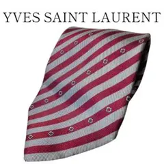 【美品】YVES SAINT LAURENT ネクタイ ストライプ ボルドー