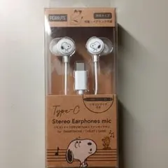 スヌーピー USB Type-C ステレオイヤフォン 有線タイプ