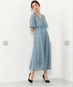 美品 オケージョン　ワンピース 結婚式 レース　ブルー ドレス 水色 パーティー