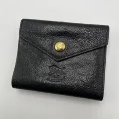 美品 希少 イルビゾンテ 三つ折り財布 がま口 ブラック レザー