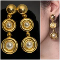 ヴィンテージゴールドパールイヤリング