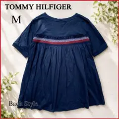 トミーヒルフィガー★レア希少 フレアTシャツ トリコロール刺繍 ヘムデザインM