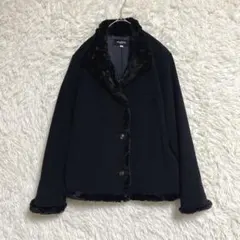 【PASSIONE】ショートコート (40) アンゴラ ウール混 フェイクファー