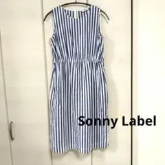 Sonny Label　ストライプ　ノースリーブ膝丈ワンピース　青白　フリーのサムネイル