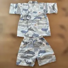 110くろわっさんす べべ 甚平 イルカクジラ海 男児 綿100%日本製生地使用