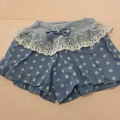 水色ドット フリル付きハーフパンツ