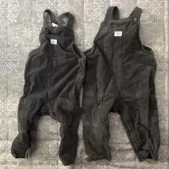H&M オーバーオール サロペット　9ヶ月〜12ヶ月　グレー　双子　セット