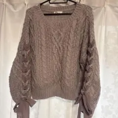 INGNI ケーブル編みリボン付きセーター M