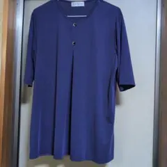 紫色 半袖チュニック ボタン付き