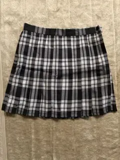 黒白チェック プリーツスカート Mサイズ