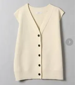 ジーナシス　ニット　ベスト　フリーサイズ　オフホワイト　ジレ　カーディガン