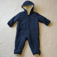 POLO フリース裏地 防寒 ネイビーロンパース 70〜80cm