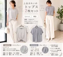 【ブラウス 2枚セット】 alotta RANAN L グレー きれいめ 通勤