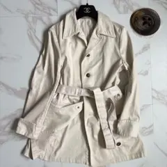 極美品◆45R コットン ベルト付 ジャケット コート アイボリー Sのサムネイル