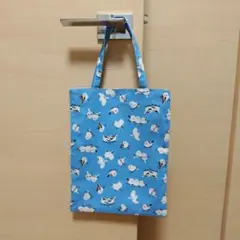 ぺたんこトートバック　ハンドメイド　シマエナガ　セール