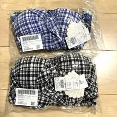 フクレチェック✖️フラワープリント　ブルー　ブラック　水着