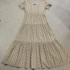 『超美品』ナノユニバース　 半袖ロングワンピ　ティアードスカート　ベージュ