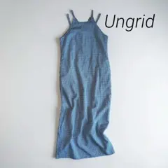 【極美品】Ungrid　ギンガムチェックフィットキャミワンピース　ネイビー