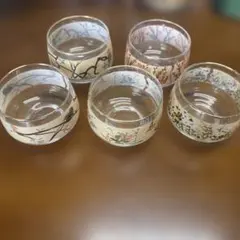 花柄ガラスグラス 5個セット