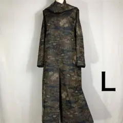 443 着物リメイク 正絹 大島紬 ロングジャケット Ｌサイズ スカーフ付き