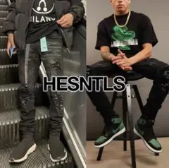 (日本未入荷) 正規品 新品未使用 HESNTLS ダメージ デニム スリム