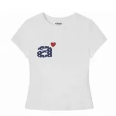 aeae Tシャツ ホワイト トップス カットソー 韓国 ロゴ ハート